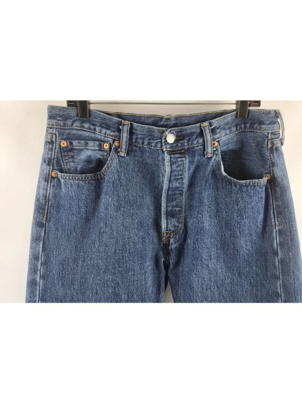 LEVIS 501 Jeans Mens 36x33 Red Tab Button Fly Blue Jeans Straight Leg